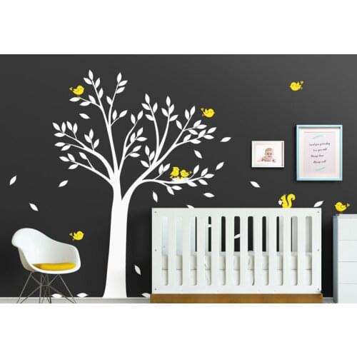 Birds Of A Feather Tree Wall Decal Vinyl Wall Sticker Tree Baby Nursery Home Decor Wallpaper Kids Playroom Bedroom Murals A172