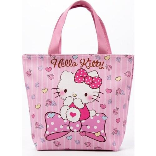 Sanrio hello kitty pu handbag Melody lunch box bag portable tote bag out mobile phone bag key case