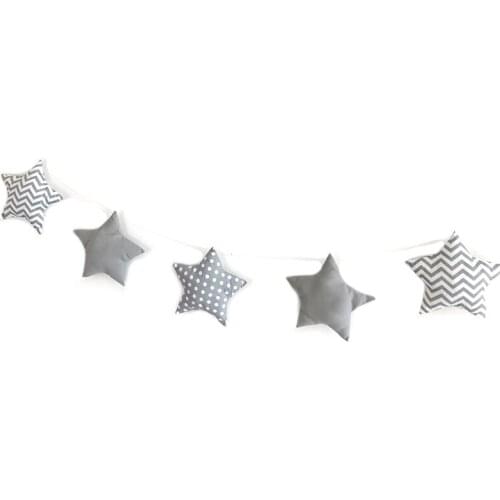 Nordic Baby Room Handmade Nursery Star Garlands Christmas Kids Room Wall Decorations Photography Props Gray