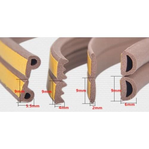 5M E/D/P/I Door Window Gasket Soundproof Seal Strip Self-Adhesive Rubber Foam Weatherstrip Windows Sealed Door Collision Strip