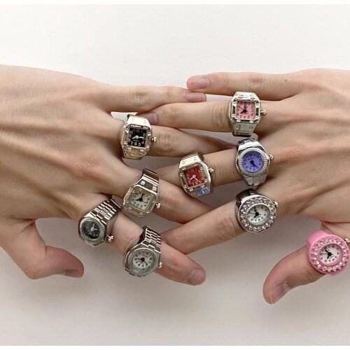 2021 Individuality Vintage Punk Elastic Stretchy Quartz Watch Rings for Women Man Hip-hop Couple Accessories