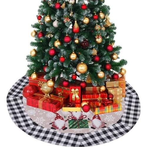 1pc/2pcs Dia 122cm Blcak Red Lattice Edge Santa Merry Christmas Tree Skirts Gift Home New Year Christmas Decor Xmas Tree Skirt