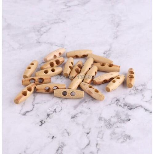 10pcs 32mm natural color 2 holes Wooden Buttons unique design wood Sewing Buttons For Garment Shoes bag decoration