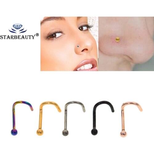 2pcs 20G Stainless Steel Star Nose Rings Nariz Piercing Jewelry Nostril Piercings CZ Crystal Piercing Nose Stud