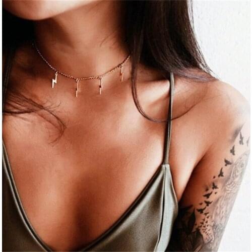 2020 Fashion Gold Lightning Necklace for Women New Lightning Choker Necklaces Vintage Party Jewelry Gifts