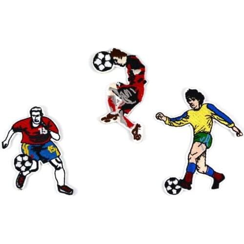 50pcs/lot Embroidery Patches Football Sports Player Ball Backpack Clothing Decoration Accessory Diy Iron Heat Transfer Applique