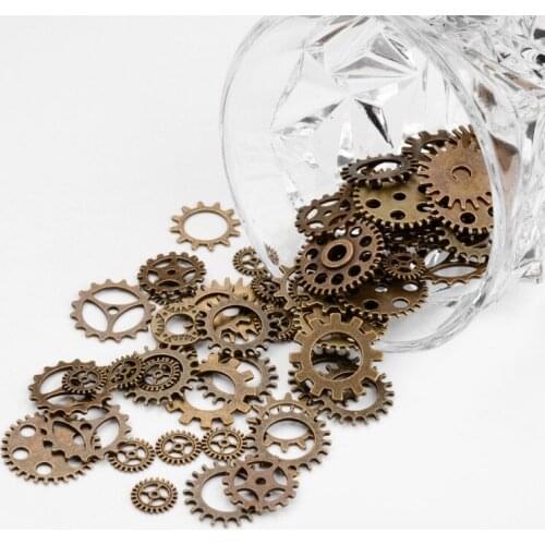 500g Metal Alloy Steampunk Gear Charms Connectors Cog Pendants Antique Bronze19~25x1~1.5mm For DIY Jewelry