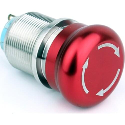 19mm 22mm Mushroom Red "STOP" Letter Aluminum Metal Waterproof Push Botton Emergency Stop Switch