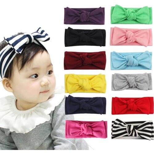 Baby Bow Cotton Headband For Girls Spring 2020 Kids Soft Elastic Round Head Wrap Newborn Bow Hairband Hair Accessories