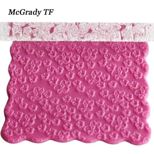 Flowers Shape Rolling Pin Cake Pastry Tools Acrylic Textured Rolling Pin Pastry Roller Embossing Baking Tools Fondant Tools