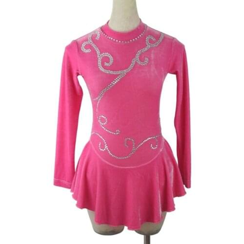 Customized Figure Skating Dress Pink Color Competition Skating Dress Women Ice Dress Girls Skating Clothing Spandex Material