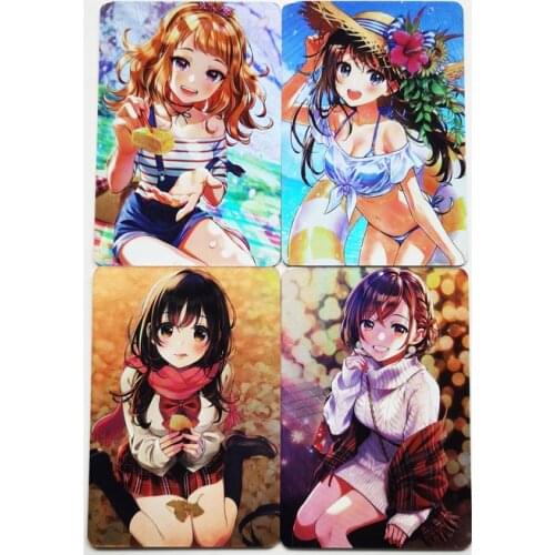 10pcs/set ACG Four Seasons Girls One Piece Kamado Nezuko Sexy Girls Refraction Hobby Collectibles Game Anime Collection Cards