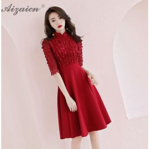 Red Elegant Bridal Qipao Short Cheongsams Traditional Chinese Wedding Dress Girls Cheongsam Modern Bridesmaid Dresses Evening