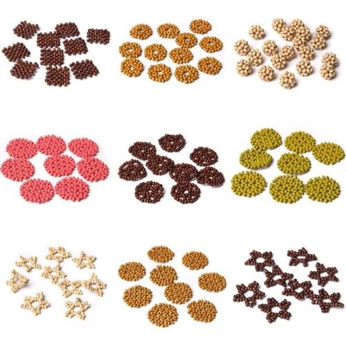 5-10 Pieces Handmade Round Wooden Beads Woven Earring Charms Rattan Geometric Shaped Wood Bead Pendant For Jewelry DIY Making