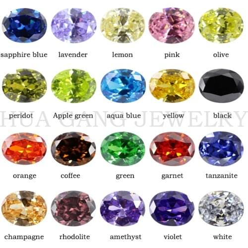Cubic Zirconia Stone Multicolor Oval Shape Brilliant Cut Loose CZ Stones Synthetic Gems Beads For Jewelry 2x3~13x18mm AAAAA