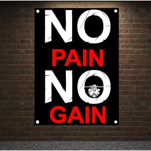 NO PAIN NO GAIN Motivational Workout Posters Exercise Banners Flags Wall Art Canvas Painting Tapestry Mural Gym Home Decoration