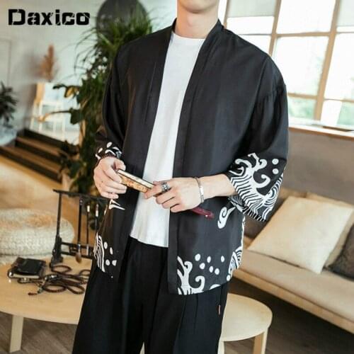 New Large Size Man Japanese Kimono Cardigan Oriental Traditional Samurai Costume Male Haori Yukata Jacket Summer Chinese Shirt