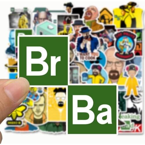 1set 50pcs no repeat 5-9cm Cartoon Breaking bad sticker toy for box Suitcase computer PVC collection pinkman white Heisenberg