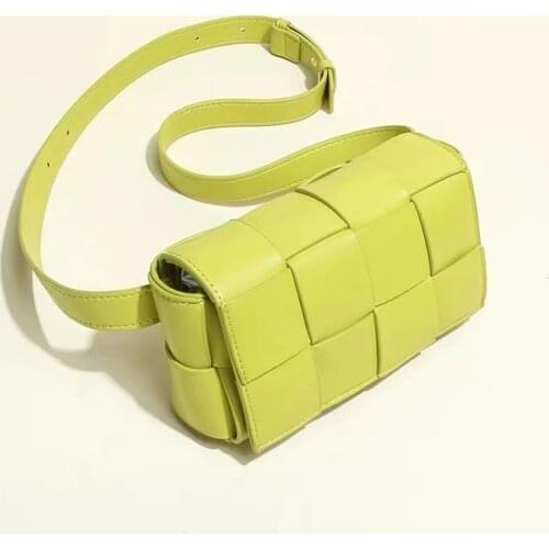 2021 New Fashion Belt Cassette Weave Leather Flap Bag Women Shoulder Bag Genuine Leather Chest Bag Ladies Waist Phone Bag