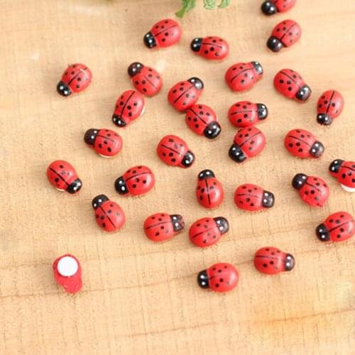 2021 New 10Pcs Mini Ladybird Red Beetle Ladybug Fairy Doll House Garden Decor Ornament