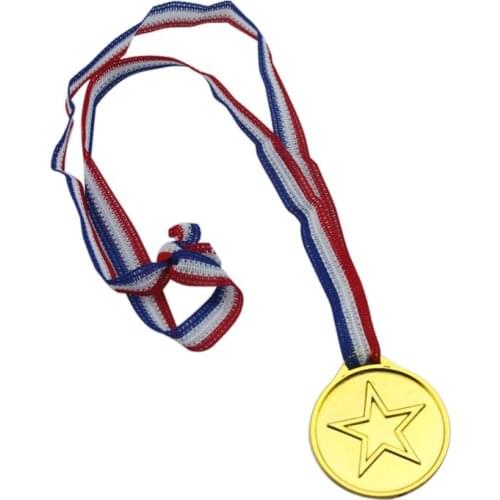 Wholesale Gold Plastic star Winner Medal Sports Party Prize Awards Toys For Kids Party Fun Photo Prop