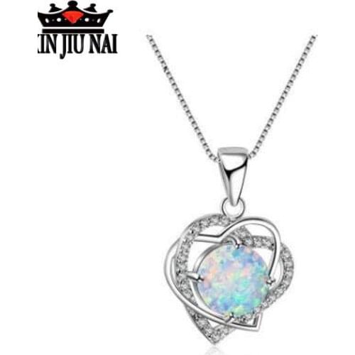 Blue Opal Diamond Necklace sell well Boutique Pendant ewelry Lady Silver Accessories Valentines Day Gift silver 925 jewelry