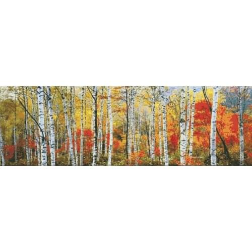 Birch forest in late autumn cross stitch package 18ct 14ct 11ct cloth cotton silk thread embroidery DIY handmade needlework