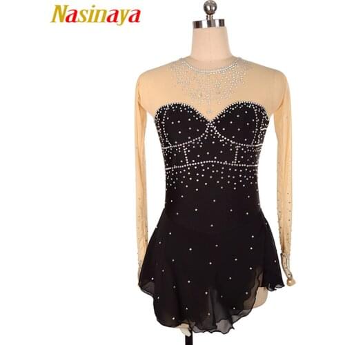 Nasinaya Figure Skating Dress Ice Skating Skirt for Girl Women Kids Customized Competition stagewear skating AB shiny rhinestone