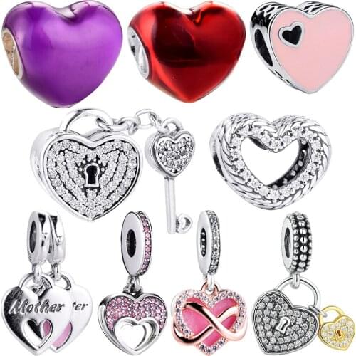 Heart Pendant s925 sterling silver God Mother Beads fit original Sliver Charm Bracelet DIY Women Jewelry Supplies for jewelry