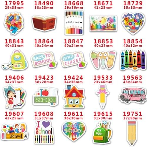 DIY Craft Supplies Sewing Accessories Cartoon Back To School Printed Planar Resins Mold 10 Pieces. PR-17995