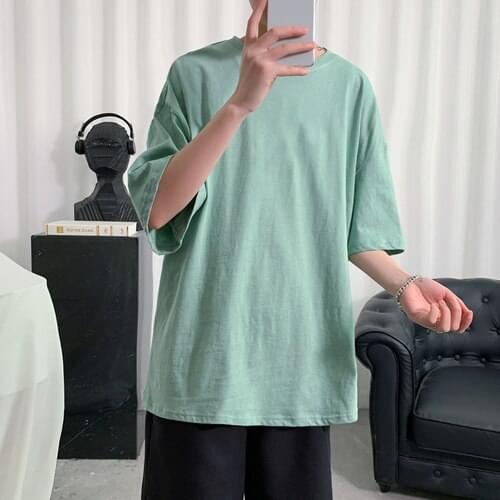 2021 Plain Oversized T Shirt Men Bodybuilding and Fitness Loose Casual Lifestyle Wear T-shirt Male Streetwear Hip-Hop Tops