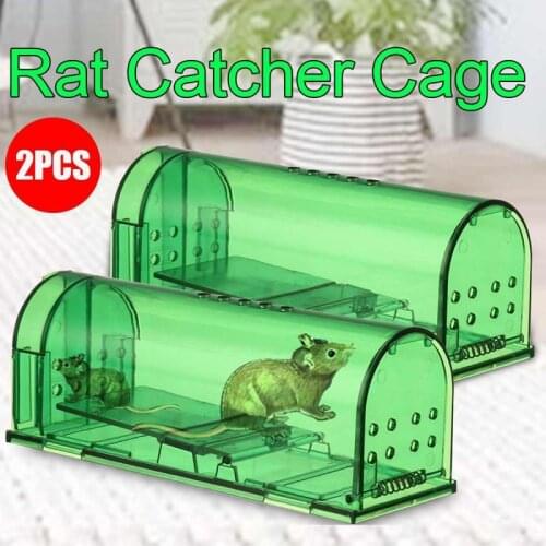 2Pcs Transparent Reusable Mouse Trap Rodent Live Catch Small Animal Cage Rat Live Trap for Indoor Outdoor Pest Control Traps