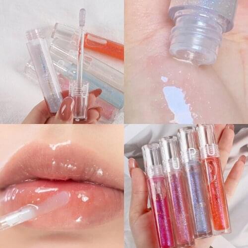 Transparent Mirror Lip Gloss Pearl Water Glass High Gloss Lipstick Long Lasting Moisturizing Plumping Lip Oil Makeup Cosmetics