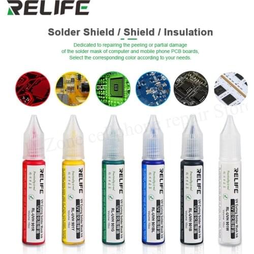 RELIFE RL-901 UV curing solder mask ink white black red yellow blue green solder flux for computer and mobile phone PCB board
