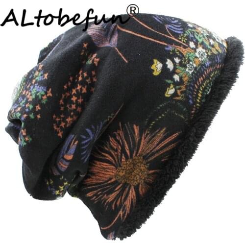 ALTOBEFUN Girl Scarf Warm Women Skullies Beanies Fashion Brand Autumn Winter Vintage Design Dual-use Hats For Ladies BHT058