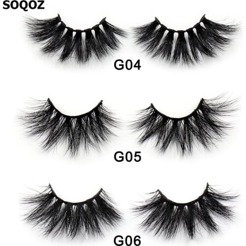 SOQOZ 25mm Lashes 3D Mink False Eyelashes Natural Long Thick Eyelashe Fluffy Curly Soft Mink Lashes Eyelash Extension Makeup