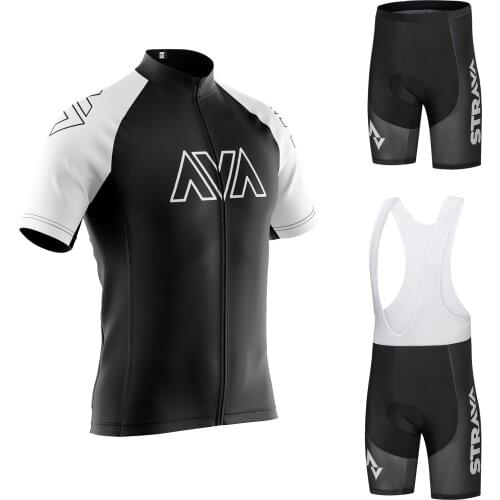 STRAVA pro team Cycling Jersey Men Set Bib Shorts Set 2021 Summer Mountain Bike Bicycle Suit Bicycle Racing Uniform Clothes