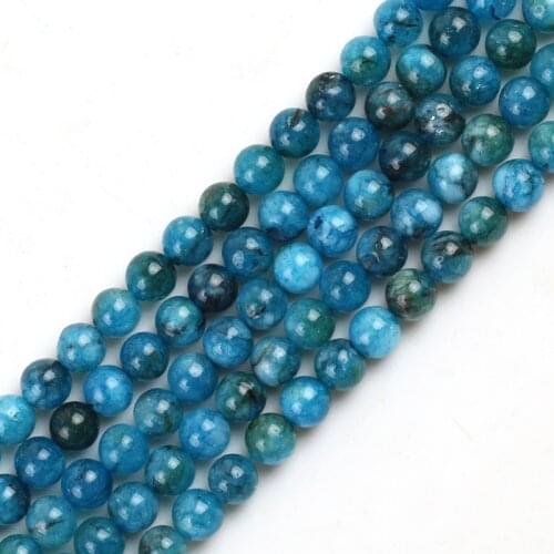 Natural Angelite Stone Dark Blue Beads Smooth Round Loose Spacer Bead For Making Jewelry DIY Bracelet 15'Strand 4/6/8/10/12mm