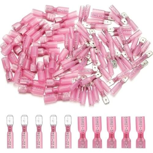 200/100/50PCS Heat Shrink Spade Connectors Electrical Waterproof Fully Insulated Female & Male Spade Crimp Terminals Kit