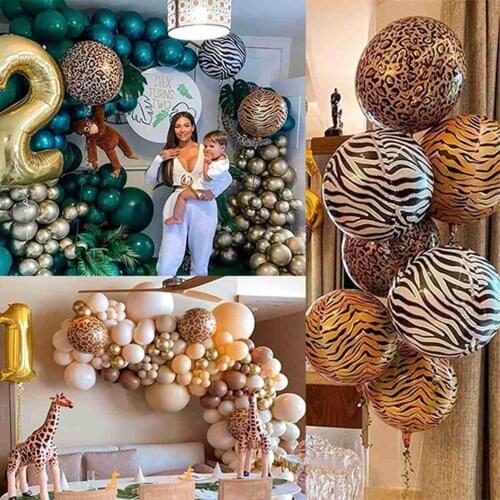 Animal Striped Foil Balloon Woodland Safari Party Jungle Zoo Forest Theme Parti Supplies Birthday Party Decor Kids Baby Shower