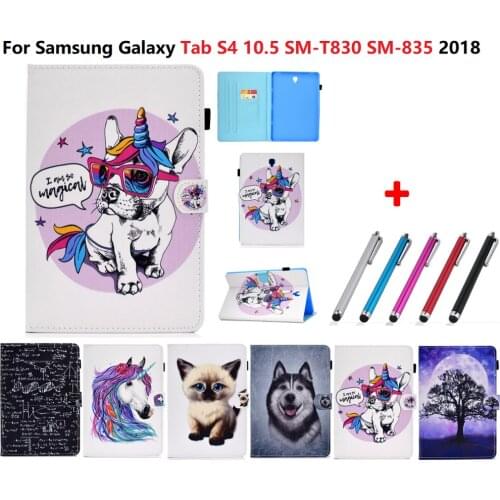 Kawaii Unicorn Husky Puppy Protective Cover For Samsung Galaxy Tab S4 10.5inch SM-T830 SM-T835 2018 Release Flip Case Back Cover