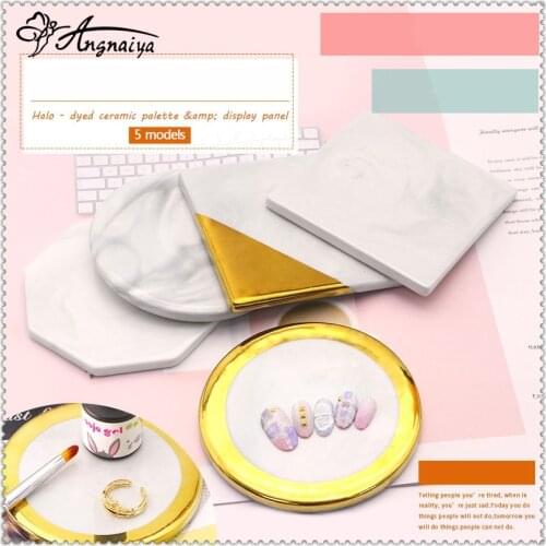 ANGNYA 1Pcs Fashion Marble False Nail Tips Nail Art Painting Gel Polish Display Board Mix Palette Manicure Tool Beauty Accessory