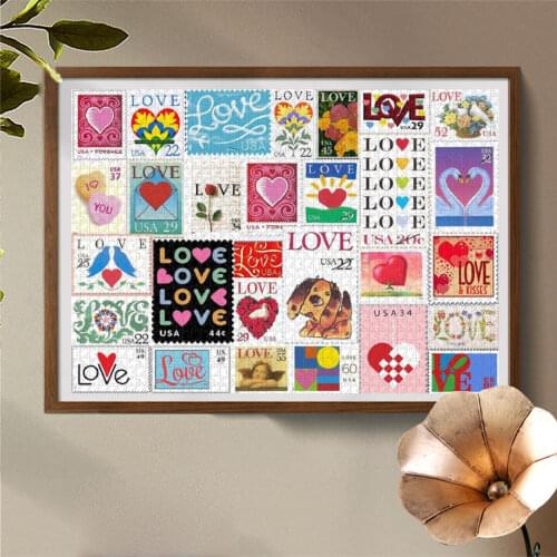 1000pcs/500pcs Puzzle Frames Toys Wooden Puzzle Love Stamps Puzzles Perfect Gift For Kids Adults Lovers Valentines Day