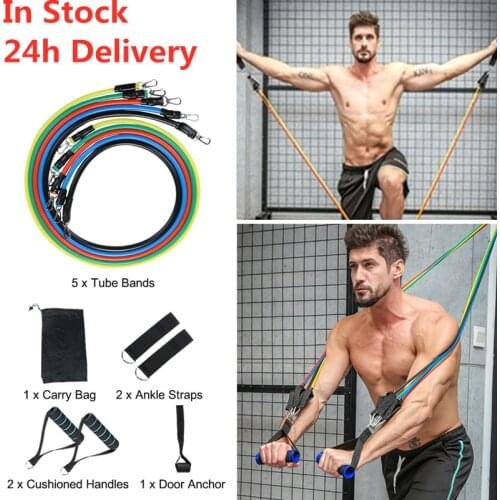 11pcs/set Pull Rope Fitness Exercises Resistance Bands Latex Tubes Pedal Excerciser Body Training Workout Yoga Elastic Pull Rope