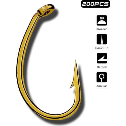 200pcs Fly Fishing Hooks 8#/12# Size High Carbon Steel Circle Barbed Fishing Hook Sharp Hooks For Trout Dry Flies Fishing Tackle