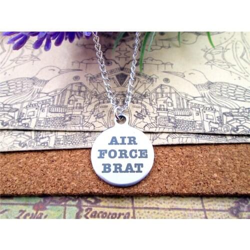 3pcs/lot Fashion stainless steel necklace "AIR FORCE BRAT " Charms Pendant necklace Jewelry Gift more style for choosing