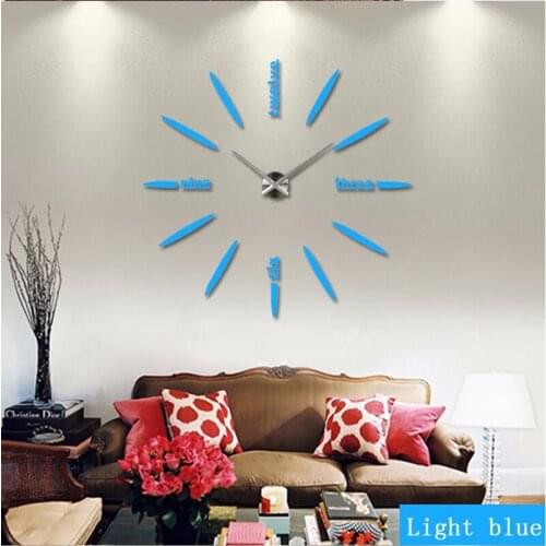 3D large wall clock wall watch home decor clocks mirror sticker DIY brief living room beautiful creative