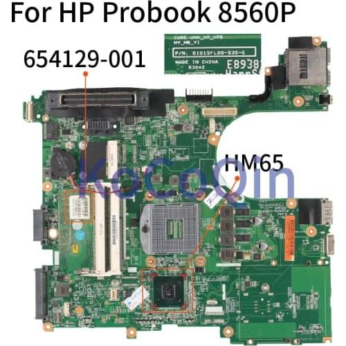 654129-001 654129-501 For HP Probook 8560P 6560B 6050A2466401-MB-A04 HM65 Laptop motherboard Mainboard