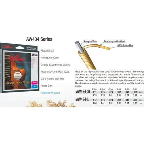 Alice AW434 Coated 80/20 Bronze Wound Acoustic Guitar Strings 011,012 Available