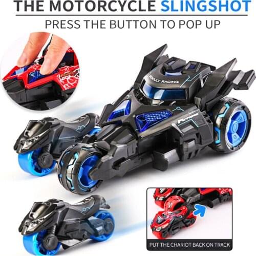 3 in 1 Pull Back Motorcycles Cars With Sound and Lights Toys Creative 2 Launch Vehicles Children Hands-on Car Toys For Kids Gift